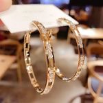 18K Gold Plated CZ Diamond Gold Hoop Earrings for Women Photo 0