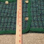 AQUA Green Tweed Bouclé Jacket L Women's Gold Button Front Pocket Trim Blazer... Photo 11