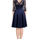 Quarter Sleeve Pleated CockTail Dress Royal Blue NWT Small Lace Top Photo 15