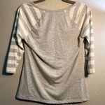 Faded Glory  Gray and White Long Sleeve Tee 1/4 Collared V Neck Top SZ S T Shirt Photo 5
