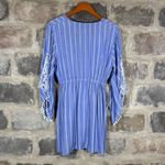 Blue Island Blue White Striped Tunic Top PomPom Crochet Trim Medium Swim Coverup Photo 4