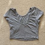 Brandy Melville Grey Crop Top Shirt Scoop Neck Fitted Baby Tee T-Shirt One Size Photo 5