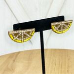 James Ascher Lemon Fruit Beaded Stud Earrings Yellow Photo 5