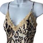 Y2K Gracie 100% Silk Leopard Print Lace and Sequin Babydoll Tank Festival M Brown Size M Photo 2