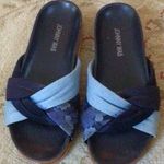 Johnny Was Jacquard Twist Wrap Blue Multi Slide Sandal sz 7 Photo 5