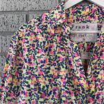 Frank & Eileen Sz XS Bright Neon Floral Linen Hunter Step Hem Shirt Dress Photo 4