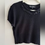 Laundry by Shelli Segal  Cropped Embellished Beaded Black Sweater, Size Medium Photo 1