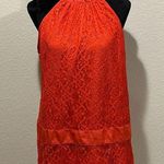 Orange Floral Lace Halter Top Size L Photo 0