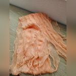 Italca Crepe Silk Ruffled Peach Long Neck Scarf Made In Italy Orange Photo 1
