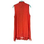 Susan Graver Size Small Salmon Orange Linen Cotton Sweater Open Vest Fringe Photo 2