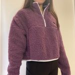 Champion Fuzzy Sherpa Purple Half Zip Cropped Pullover Sz M NWT Photo 1