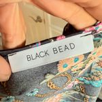 Black Bead  Black Flower Pattern Shug Bolero Top Tie Front Bell Sleeves Size M Photo 3