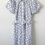 Alexis  Target Isaias Dot Tulip Sleeve Embroidered Shirt Dress in White Blue Photo 1