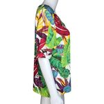 Chico's Shirt Womens Large Green Yellow Botanical Print Colorful Tropical Cruise Photo 1