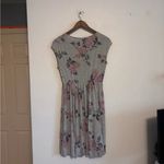 Torrid  Gray & Pink Floral Print Casual Sleeveless Jersey Skater Dress Photo 6