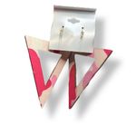 Retro Camo Pink and Cream Triangle statement Earrings Photo 0