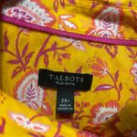 Talbots  Women Top 2XP Yellow‎ Bright Floral Paisley Button Up Preppy Resort Photo 1