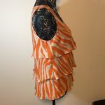 Michael Kors  Orange Tan‎ Zebra Pattern Tiered Tank Top Size 6P Photo 1