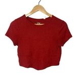 PacSun Women’s Ribbed Fitted Cropped Tee in Red Size S Photo 0