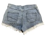 Free People  Denim Jean Short Women's Size 29 Light Wash Embroidered Trim Boho Photo 2