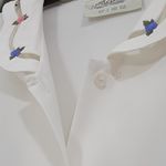 Susan Bristol Vintage Semi Sheer Short Sleeve Ivory Button Down Women Size 6 Photo 5