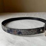 Vintage Floral Glitter Lace Bonded Leather Belt Beaded Edge Silver Buckle 30 Gray Photo 1