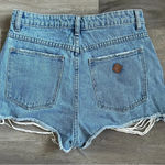 Abrand Jeans High Relaxed Shorts Women Size 27 Blue Light Wash Distressed Photo 3