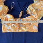 Luxxel Taffeta Floral Puff Balloon Sleeve Cutout Tie Front Sweetheart Crop Top L Photo 9