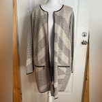 Nic+Zoe  Black and Cream Printed Faux Leather Trim Zip Front Dress Size Medium Photo 8