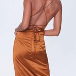 Forever 21 Orange Silk Open Back Dress Photo 1