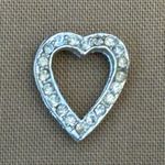 Gorgeous Vintage Rhinestone Heart Pendant W Sparkly Rhinestones Silver Tone Photo 2