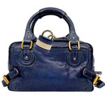 Chloé CHLOE Paddington Navy Blue Leather Tote Hand Bag w/ Padlock Photo 2