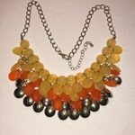Gold Tone Yellow & Orange Chunky Beaded Bubble Statement Necklace Photo 0
