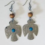 Anthropologie Silver Bird Boho Bead Earrings Photo 1
