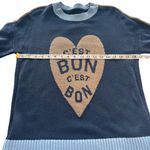 Anthropologie Maeve C’est Bon blue Wool heart Graphic sweater Paris French XS Photo 11