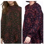 Free People  womens XS red black flowers in her hair blouse long sleeve floral Photo 1
