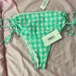 Vitamin A  Seersucker Green and White Check Swim Bottom XS Photo 2