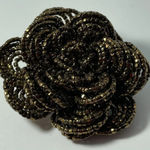 VTG Brown Seed Beads Beaded‎ Rose Flower Floral Brooch Photo 0