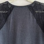 Lucky Brand  Waffle Knit Thermal Crochet Eyelet Lace Sleeves, Grey/Black, Med Photo 10