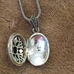 Sterling Silver Red Garnet Marcasite Locket  Filigree Design Photo 7