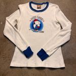 Peanuts by Doe Vintage Womens Large Y2K Snoopy Ski Bum White Thermal Shirt Photo 0
