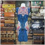 Just Cavalli  Geometric Mini Dress Womens Size Medium Blue Black Motif Photo 2