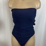J.Crew  Navy Blue Strapless Bandeau 1 Piece Swim Bathing Suit 12 NEW Photo 2