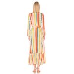 We Are LEONE Contrast Maxi Cardigan Striped Tie Dress Womens Large Medium Silk Pink Photo 1