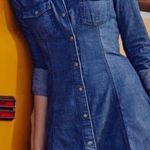 Abercrombie & Fitch  Chambray A Line Denim Dress long sleeve snap button y2k MT Photo 1