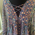 Self Esteem Womens 2x Tunic Blouse Blue Floral  SemiSheer Bell Sleeve Fairy Festival Cottage Photo 6