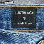 Just Black  HIGH WAISTED RAW EDGE DISTRESSED DENIM SHORTS Photo 5