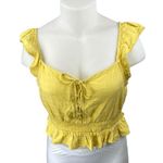 Aeropostale  Women's Yellow Sleeveless Ruffle Lace Up Peplum Tank Crop Top Sz XL Photo 1