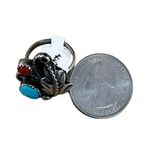 Vintage sterling silver turquoise and coral Native American ring size 5.5 Blue Photo 8