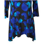 Clara Sun Woo Tunic Size Small Abstract Blue Lagenlook Artsy Work Wrinkle Free Photo 3